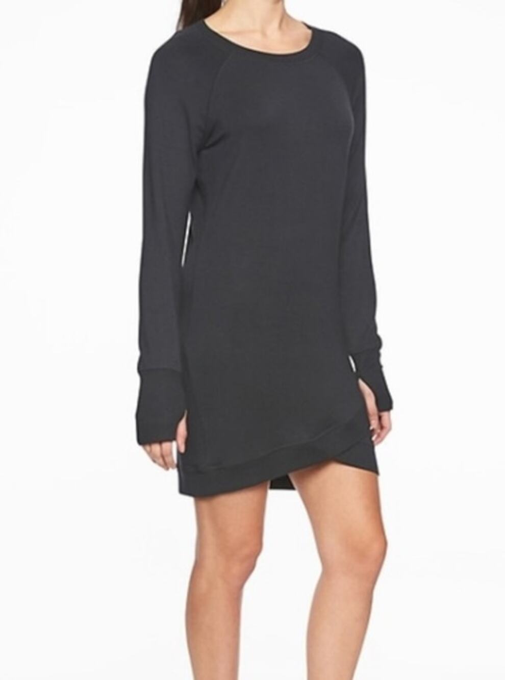 Athleta XS Black Long Sleeve Dress Modal Spandex